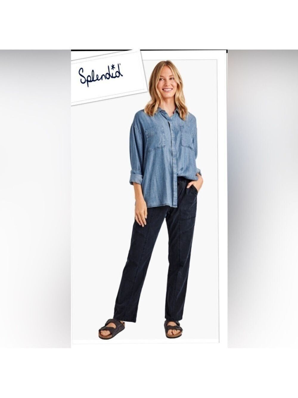 Splendid Supersoft Tencel® lyocell Chambray Denim Long Sleeve Button Up XS Top